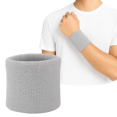 Polsbandje I Zweetband I Zweetbandjes I Pols I Sportbandjes I 1 Stuk I 8 x 10 CM I Lichtgrijs