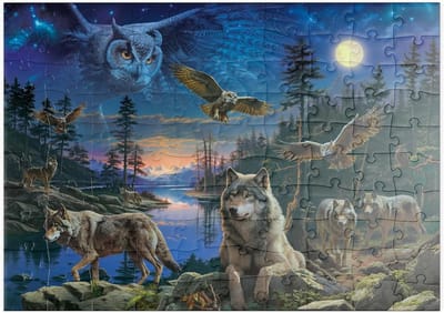 Legpuzzel - Nachtwolven Uilen - Ontspannen Puzzelen - Hoge Resolutie Print - 100 Stukjes - N.v.t.