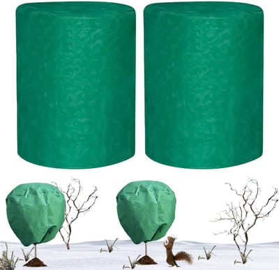 2 stuks Isolatiehoes voor boomzaailingen- Plantenvorstbeschermer - Winterplantenhoes - Koudebeschermingshoes - Vlieshoes voor zaailingen - Vorstbeschermende tas voor bomen en struiken met trekkoordontwerp geschikt voor gebruik in de winter