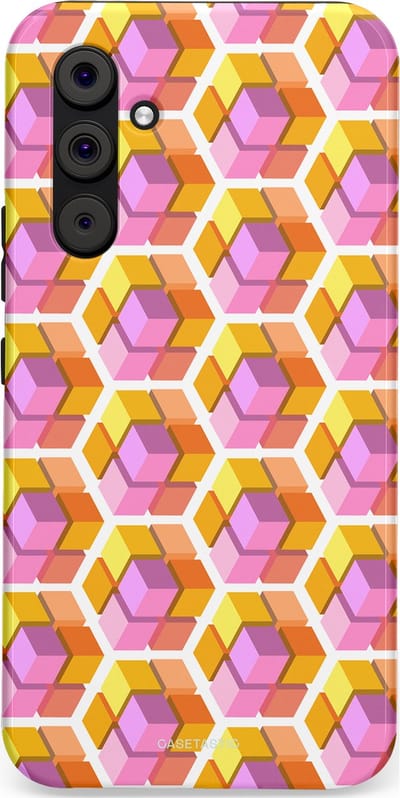 Casetastic Hoesje Geschikt voor Samsung A54 (5G) - Stijlvolle Beschermende Duo-layer Case - Pastel Hex Kunst