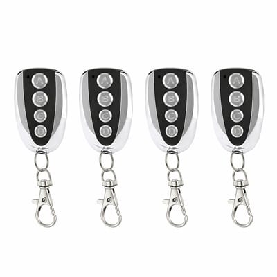 Garagedeur Afstandsbediening 433 MHz – 4 Stuks – Vervangende Handzender – Zelflerend / Kopieerbaar – Geschikt voor Fixed Code – 4 Knoppen – Garagepoort Opener – Inclusief Batterij