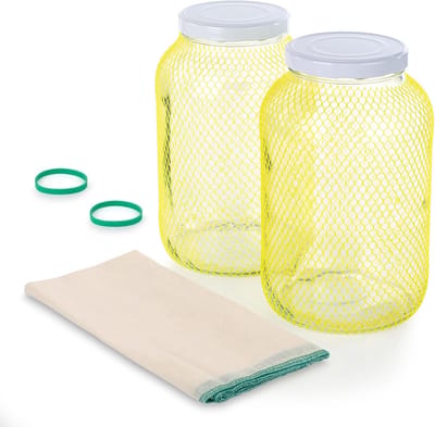 Famanu - Grote Glazen Potten 4 L | Voor Kombucha, Kefir, Fermentatie | Luchtdichte Deksel | Brede Opening 10 cm | Inclusief Mousseline Doek | Glazen Potten voor Fermentatie, Transparant, Glas