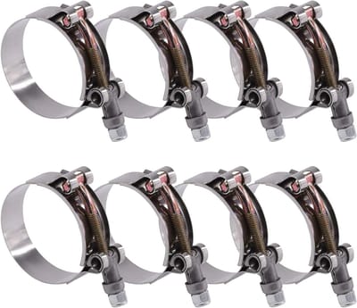 RVS T-boutslangenklemmen, 8 stuks 51-59mm, voor turbo-inlaat en intercooler, duurzame slangklemmen