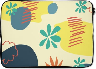 Laptophoes 14 inch - Zomer - Vormen - Abstract - Laptop sleeve - Binnenmaat 33x23 cm - Zwarte achterkant
