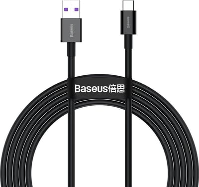 BASEUS - USB-KABEL - USB TYPE C - 66 - W - (11 - V / 6 - A) - HUAWEI - SUPERCHARGE - SCP - 2 - M - ZWART