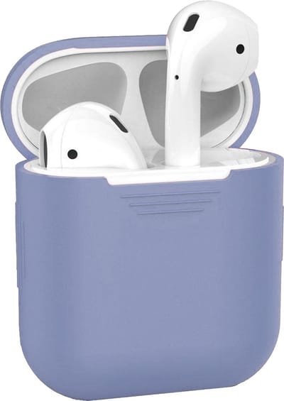Hoesje - Geschikt voor Apple Airpods 1 - Siliconen Hoes met Clip - Silicone Case Cover - Lila