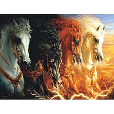 Diamant peinture diamant broderie quatre chevaux plein diamant mosaïque diamant peinture diamant peinture 20X30CM black