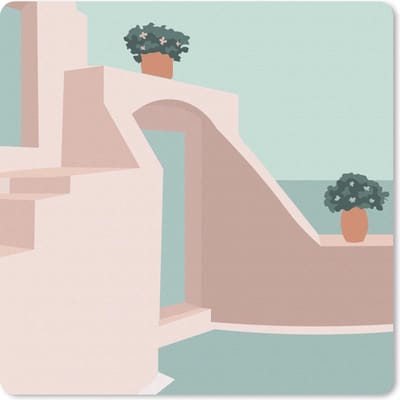 Muismat 20x20 cm - Mousepad Zomer - Huis - Minimalisme - Muismatten