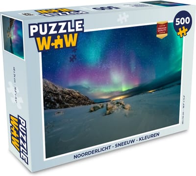 Puzzel Noorderlicht - Sneeuw - Kleuren - Legpuzzel - Puzzel 500 stukjes