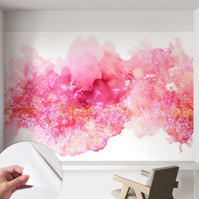 Coloray Zelfklevend Behang - Bloemenpatroon Zelfklevend fotobehang - 152x104 cm - Roze Zelfklevend Behang - Voor de slaapkamer, woonkamer en hal. - Plakklare achterzijde - Stickerbehang op rol