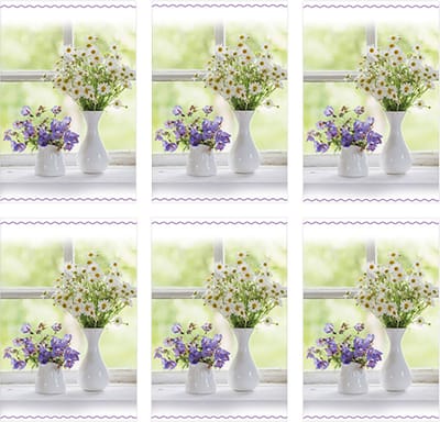 MGPcards - 6x dubbele wenskaart met envelop - Blanco - Bloemen - 11,5 x 17 cm
