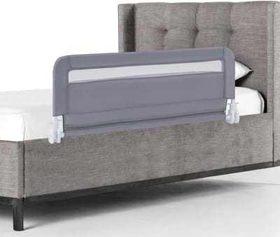 COSTWAY Bedhekje voor peuters, bedbeschermingshek met veiligheidsgordel en afneembare overtrek, kinderbedhek, valbescherming voor kinderbed, boxspringbed, grijs, 100 x 42 cm