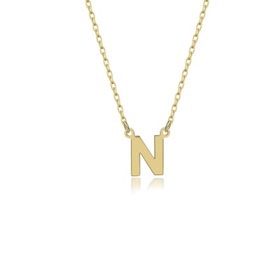 Letter N Initial Gold Plated Ketting Zilver (925 sterling) Trendy Minimalistisch Combi Bedel Goudkleurig D