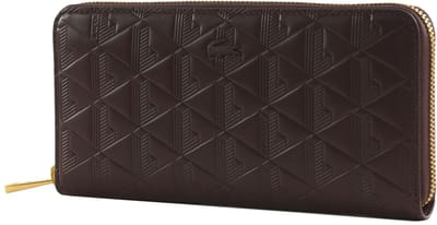 LACOSTE Leren portemonnee Zip Wallet Fudge donkerbruin