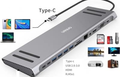 Onten 13-in-1 USB-C Multifunctioneel Dockingstation - USB-C Dockingstation - Multifunctioneel Dockingstation - 13-in-1 Dockingstation - USB-C Hub - Docking Station met Meerdere Poorten