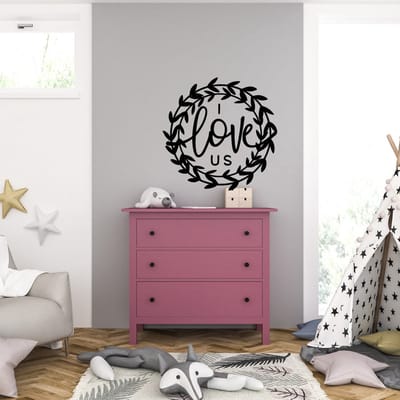 Muursticker - I Love Us - 46,4 x 46,4 - Zwart