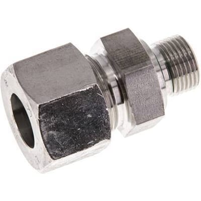 G 3/8'' Buitendraad x 16S RVS Rechte Snijring Koppeling met FKM Afdichting 400 Bar DIN 2353 - FL2S-MC-STFP-038G-16-S