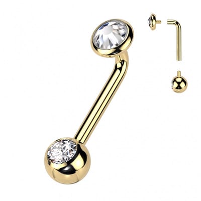 Piercing titanium witte steen goud - LMPiercings