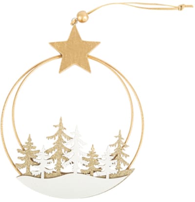 ARTYFETES - Hangdecoratie Besneeuwd Bos 16,5 x 19,5cm met gouden ster