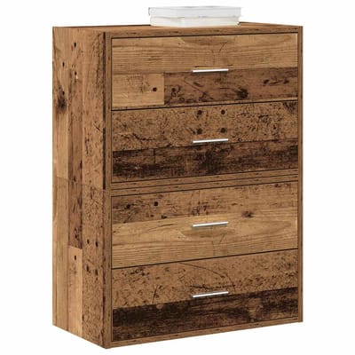 vidaXL - Kasten - met - 4 - lades - 2 - st - 60x31x40cm - bewerkt - hout - oud - houtkleurig