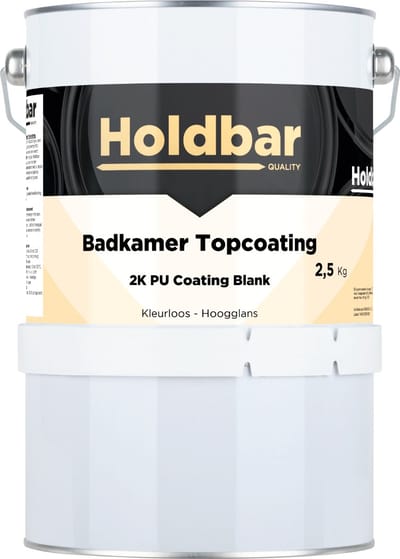 Holdbar Badkamer Topcoating Hoogglans 2,5 kg - Badkamerverf - Transparant - Glashelder - Tegelverf - Waterdichte Badkamer verf - Ook Toepasbaar in douchecel - Gemakkelijk te reinigen - Mat- Zijde- en Hoogglans - 2 Componenten