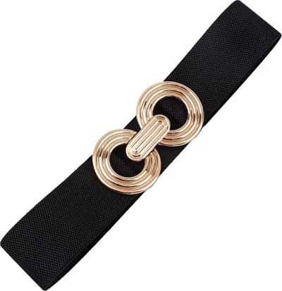 Elastische Riem - Cirkel Zwart/Goud | Tailleriem | Metaal / Polyester | Fashion Favorite