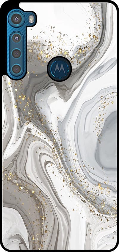Smartphonica Telefoonhoesje Geschikt voor Motorola One Fushion Plus met marmer opdruk - TPU backcover case marble design - Zilver geschikt voor Motorola One Fushion Plus