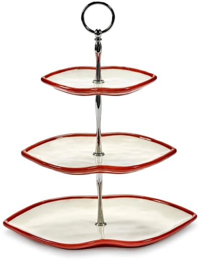 Serax Wouters & Hendrix Les Objets Mouleversants Lips gebaksschaal 3 laags rood / wit 30x20xH35.5cm