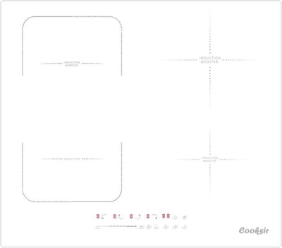 Inbouwhaakplaat 4 zones wit keramisch glas met stekker
