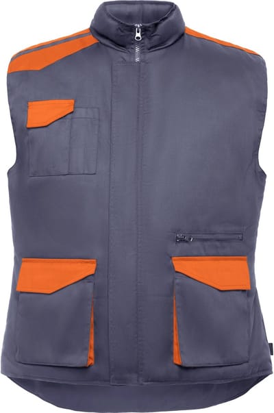 Lood Grijs / Oranje gevoerde bodywarmer / Workwear model Armada merk Roly maat L
