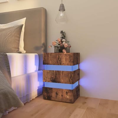 vidaXL - Nachtkastje - 45x35x67 - cm - bewerkt - hout - gerookt - eikenkleurig