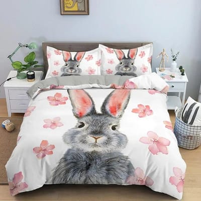 Collection de Literie Chien Lapin Mignon Dessin Animé Nordique King Simple Jumeau 90135150 Housse de Lit 240220 Housse de Couette Pour Fille Garçon Enfant Adolescents Cadeau 175X220cm-3pcs