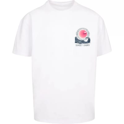 Merchcode - Sunset Charm Oversized Heren Tshirt - S - Wit