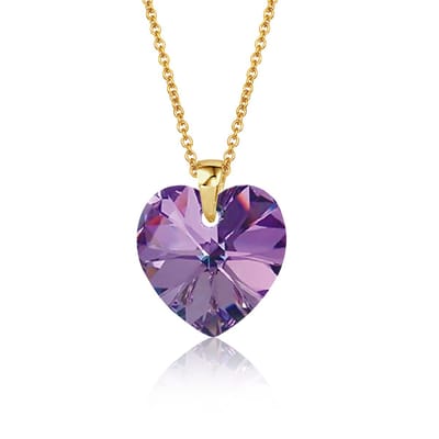 Montebello Ketting Fleur HZ115 - Swarovski Hart - 925 Zilver Verguld - Ø14mm - 50cm