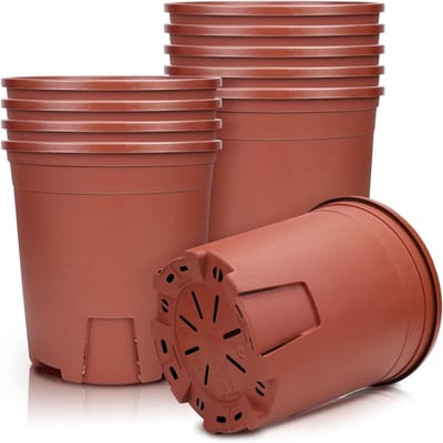 Plastic Plant Pot voor Wortelcontrole, Set van 5 Decoratieve Tuinpotten voor Binnen en Buiten, Ideaal voor Bonsai, Aloë, Kruidachtige Planten en Orchideeën, 14.2 cm