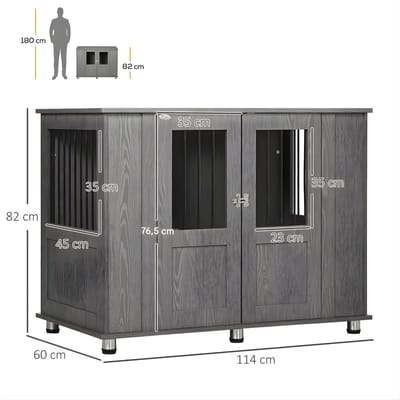 Hondenbench - Hondenkrat - Hondenkennel - Hondenhok - voor Thuis - Voor Extra Grote Honden - Grijs - Op poten