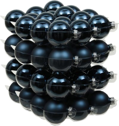 72x stuks kerstversiering kerstballen donkerblauw van glas - 4 cm - mat/glans - Kerstboomversiering