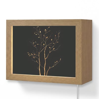Wandlamp 20x15 cm - Oplaadbaar - Takken - Blaadjes - Zwart - Wandlampen binnen woonkamer - Slaapkamer lamp met kabel - Decoratieve nachtlamp - Vloerlamp snoer