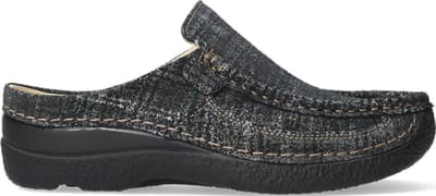 Wolky Comfortschoenen Roll Slide zwart/goud metallic suede