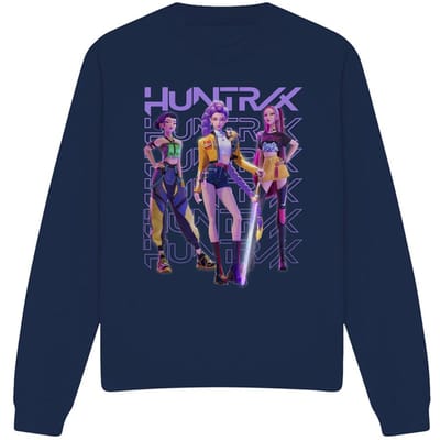 K-Pop Demon Hunters Unisex Huntr/X Group Shot Sweatshirt voor volwassenen (Marine)