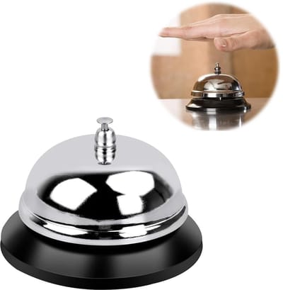 Dailygoods- Receptiebel - Tafelbel met helder geluid - Servicebel - Corrosiebestendig - Hoogwaardig materiaal - 6 x 8,5 cm - Lichtgewicht