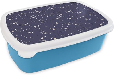Broodtrommel Blauw - Lunchbox - Brooddoos - Sterrenhemel - Ruimte - Patroon - Kinderen - 18x12x6 cm - Kinderen - Jongen