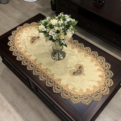 Ovale tafelhoes, eettafel, tafelkleed, Europees geborduurd polyester garen, bloemenstof, woonkamer, salontafel, placemat 50X110cm Oval
