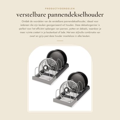 Dailygoods- Pannendekselhouder 2 Stuks - Verstelbaar - Uitbreidbaar - Dekselorganizer - Keukenrek - Roestvrij Staal 56 x 20,4 cm