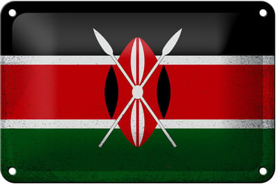 Blechschild Flagge Kenia 18x12cm Flag of Kenya Vintage Dekoration
