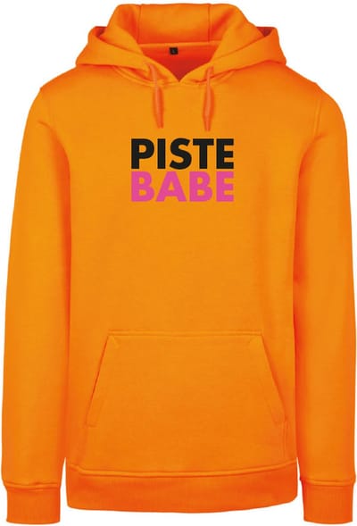 Piste Babe wintersport hoodie oranje M - soBAD. | Foute apres ski outfit | kleding | verkleedkleren | wintersporttruien | wintersport dames en heren
