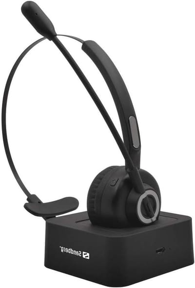 Draadloze Headset - Kantoor Bluetooth - Handsfree Bellen - Inclusief Laadstation - 10 Meter Bereik - Zwart