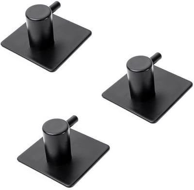 MTTproducts- Handdoekhaak 3 Stuks - Zwarte Muurhaak - Roestvrij Staal - Zelfklevend - Eenvoudige Installatie - Geen Sporen - Haak