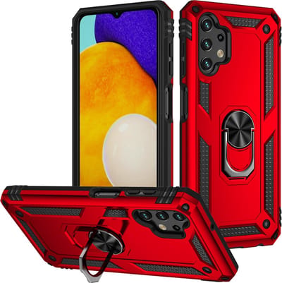 MobyDefend Hoesje - Geschikt voor Samsung Galaxy A13 (4G) - Pantsercase Met Draaibare Ring - Rood