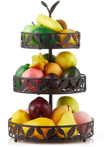 Zeynomax - 3 Tier Fruitmand - Fruit Opbergmand - Organiseer je keuken - Zwart